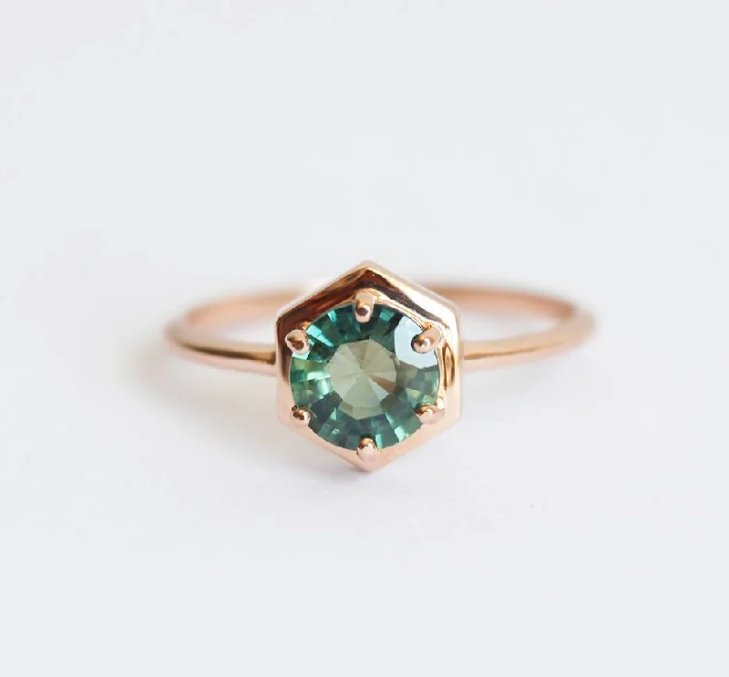 Asymmetrical engagement rings-Jayda Teal Blue Sapphire Ring