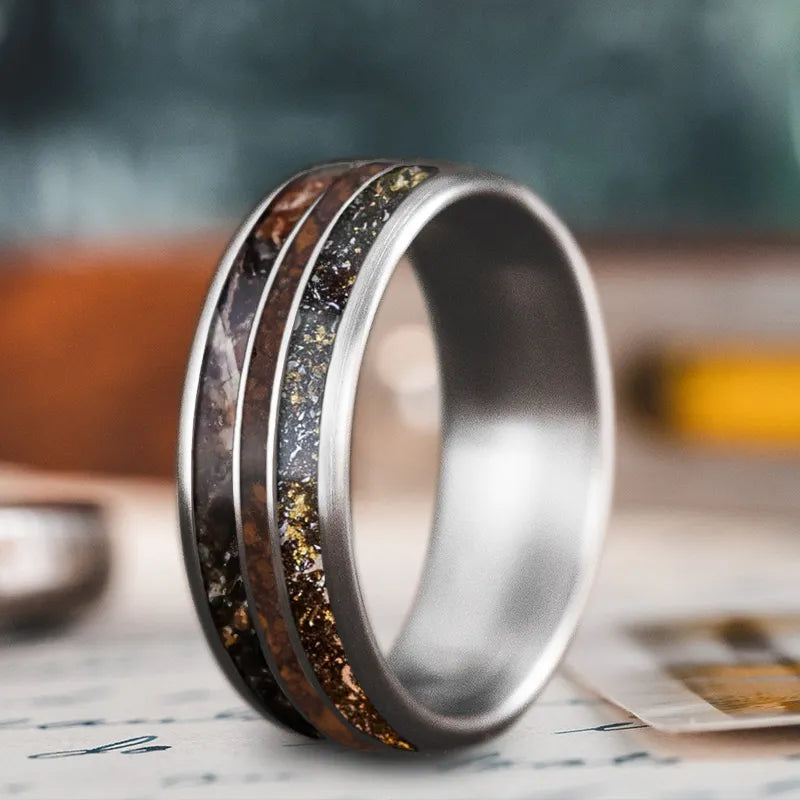 Thick band rings-Custom Design - 3-Inlay Narrow Center Ring FVNxVQDd1xtkp3Io1wEAYXmi