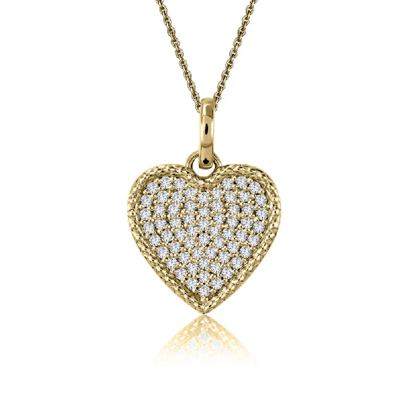 Agate stone necklaces-A. Jaffe 14k Pave Heart Pendant Necklace