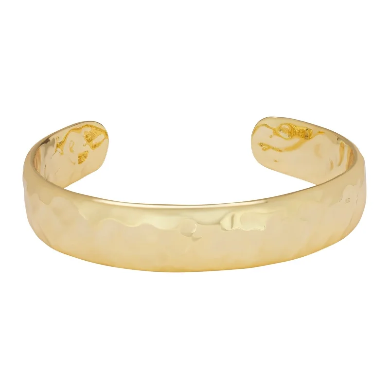 Tiered chain bangles-Victoria Townsend Yellow Gold Plated Smooth Textured Cuff Bracelet