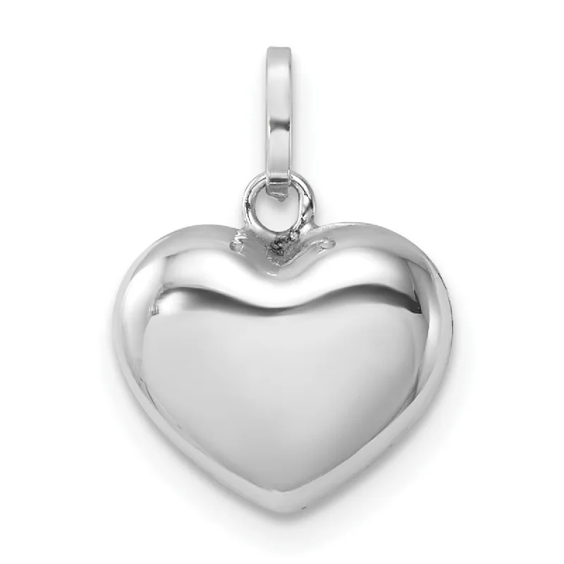 Fairy wing necklaces-Curata 14k White Gold 18" Polished Puffed Heart Necklace - 12.2x15.3mm