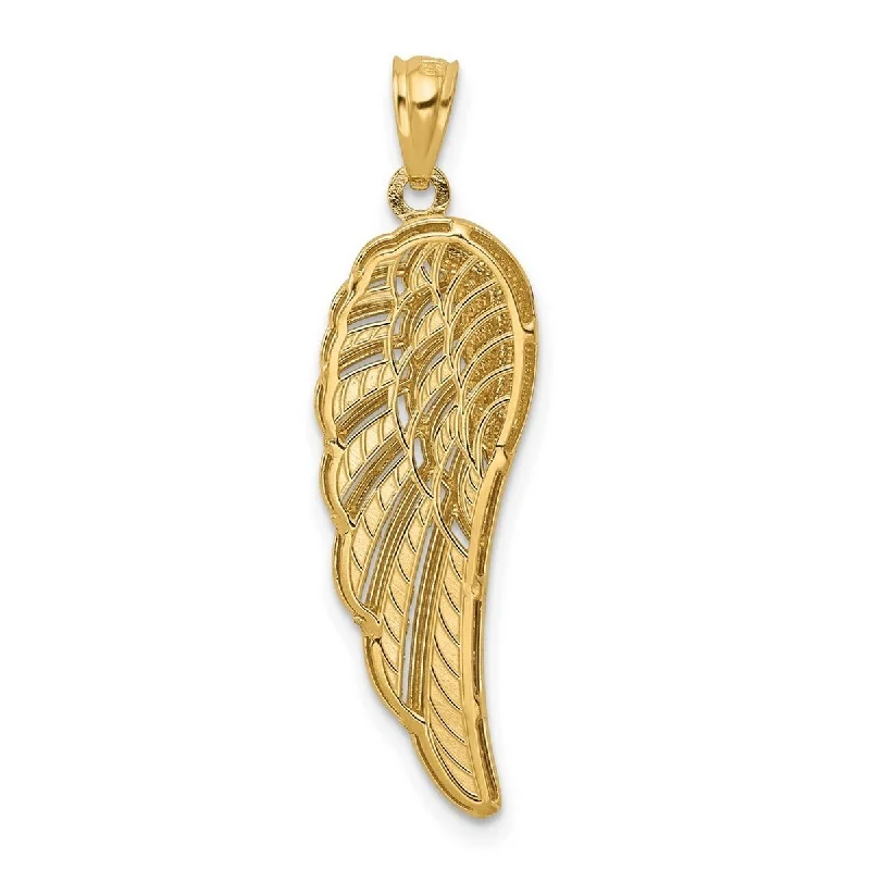 Smooth pendant necklaces-Curata 14k Two-tone Gold 18" 29x9.58mm Textured Angel Wing Necklace