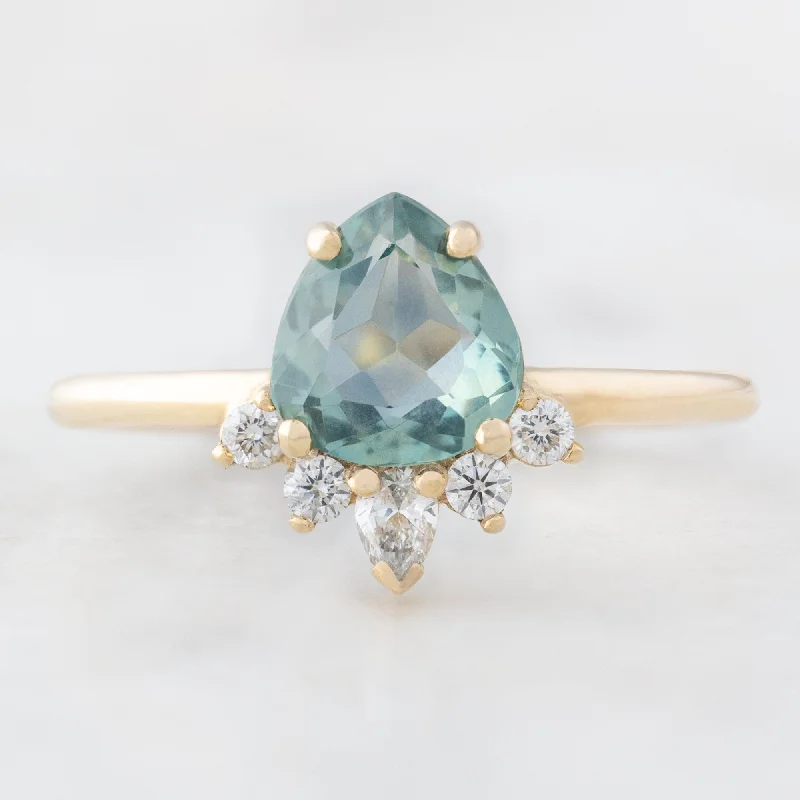 Light clay engagement rings-The Aster Ring | 1.03ct Pear Cut Sapphire in 14K Yellow Gold