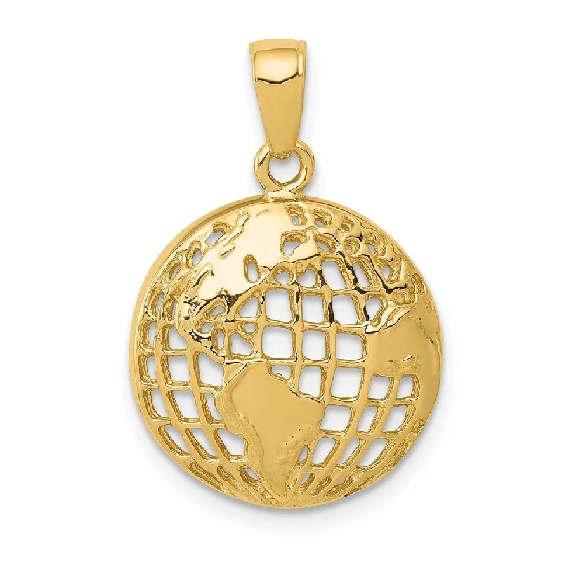 Heavy collar necklaces-Curata 14k Yellow Gold 18" Polished Globe Pendant Necklace - 24x16mm