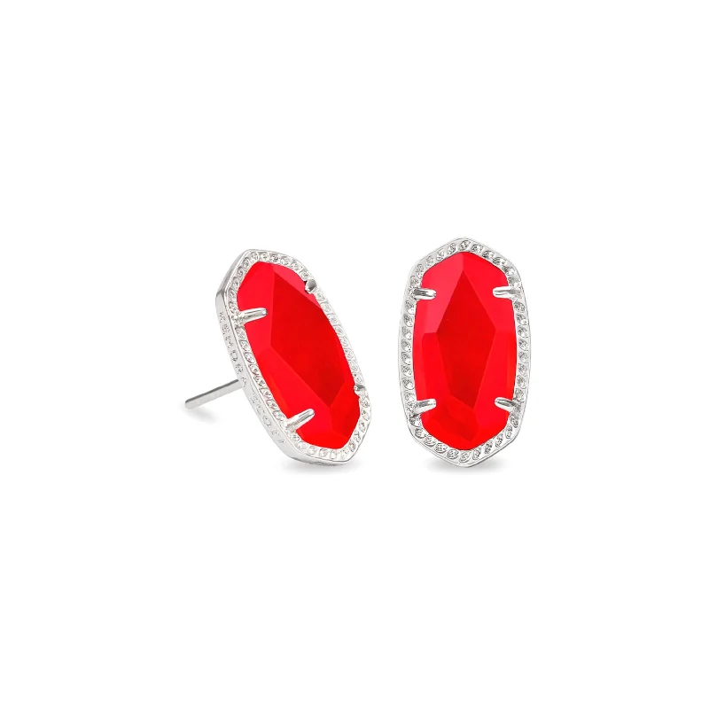 Thin threader earrings-Kendra Scott | Ellie Silver Stud Earrings in Red Illusion