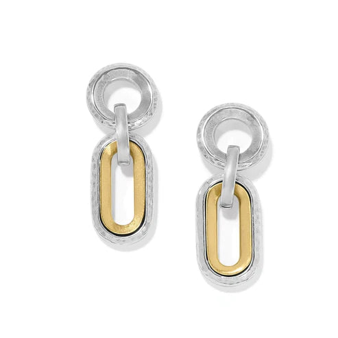 Agate drop earrings-Brighton | Medici Two Tone Link Post Drop Earring