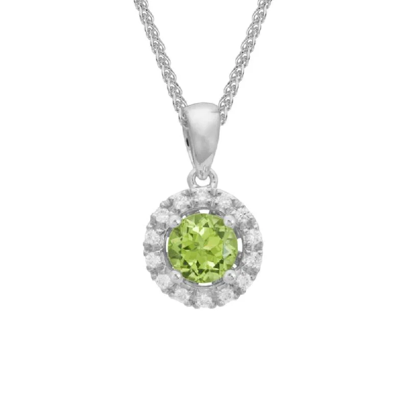 Drape-style necklaces-14k Diamond & Peridot Pendant Necklace