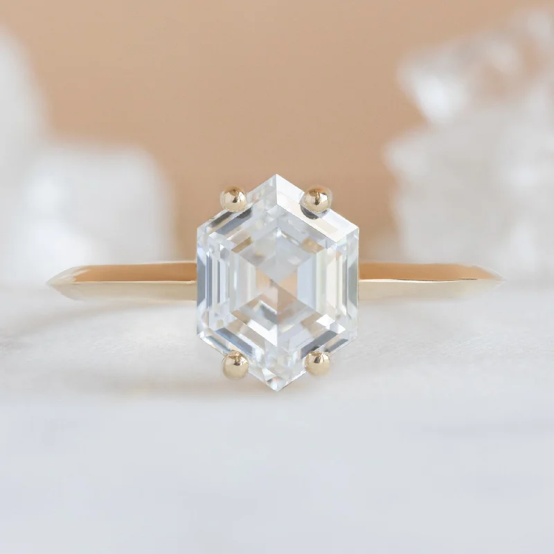 Old cameo engagement rings-The Bryn Ring | 1.60ct Lab Grown Hexagon White Diamond in 14K Yellow Gold