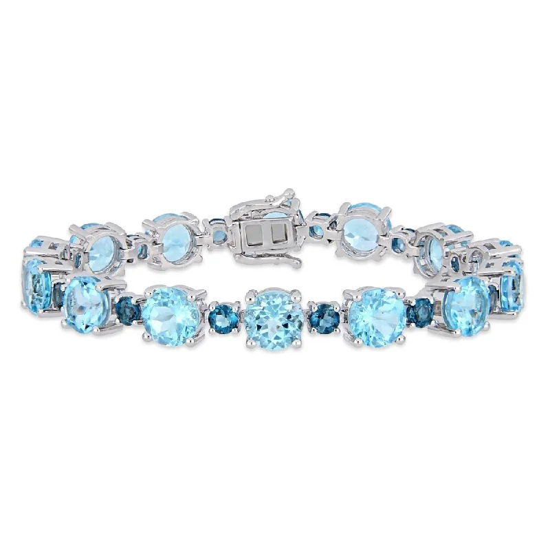 Rustic cameo bangles-Miadora Sterling Silver 37 1/10ct TGW Sky & London-Blue Topaz Tennis Bracelet