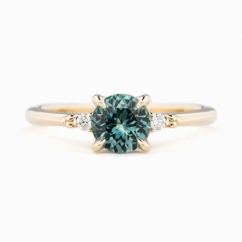 Crystal-wrapped engagement rings-Estel Ring 1.02ct Blue Green Montana Sapphire, 14k Yellow Gold (One of a kind)