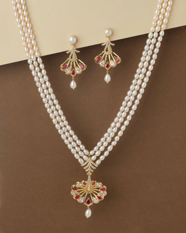 Cotton thread necklaces-Fashionable Trendy Pearl Necklace Sets