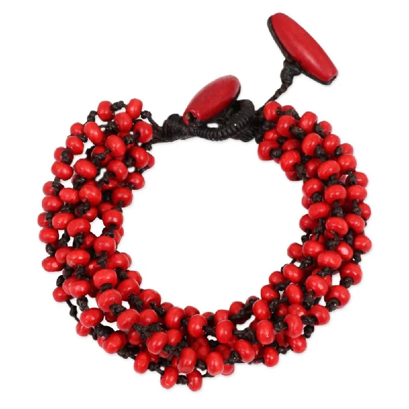 Full crescent bangles-Littleleaf Boxwood 'Opulent Red' Bracelet (Thailand)