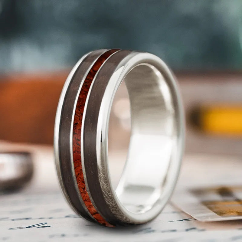 Heavy stone rings-Custom Design - 3-Inlay Narrow Center Ring mszIKG1_1hUOgYCNqt9zvhqV