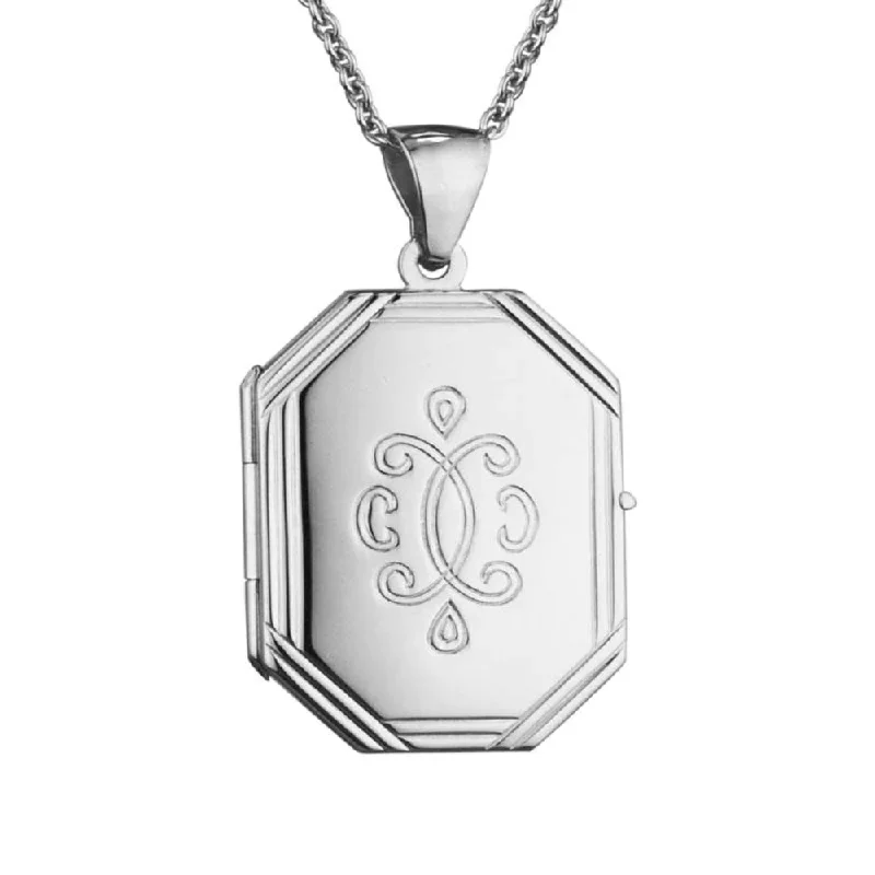 Nine-strand necklaces-Sterling Silver Octagonal Locket Necklace