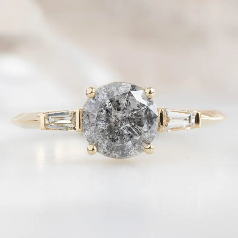 Toggle band engagement rings-The Ash Ring | 1.22ct Round Salt and Pepper Diamond in 14K Yellow Gold