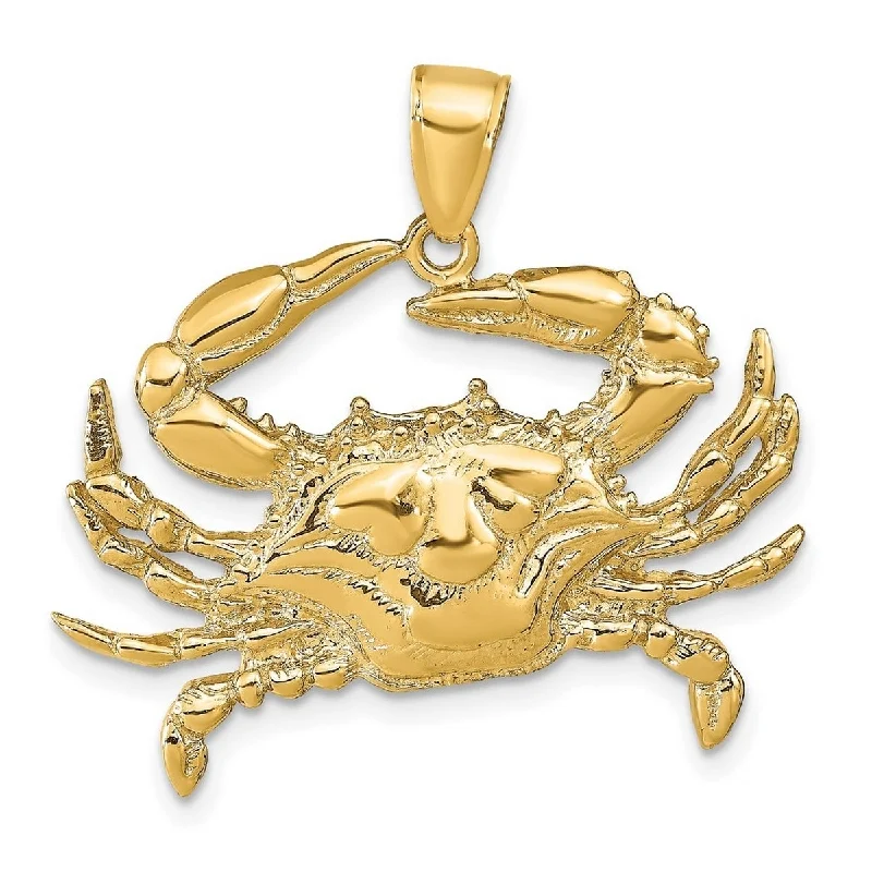 Nine-strand necklaces-Curata 14k Yellow Gold 18" Blue Crab Pendant Necklace