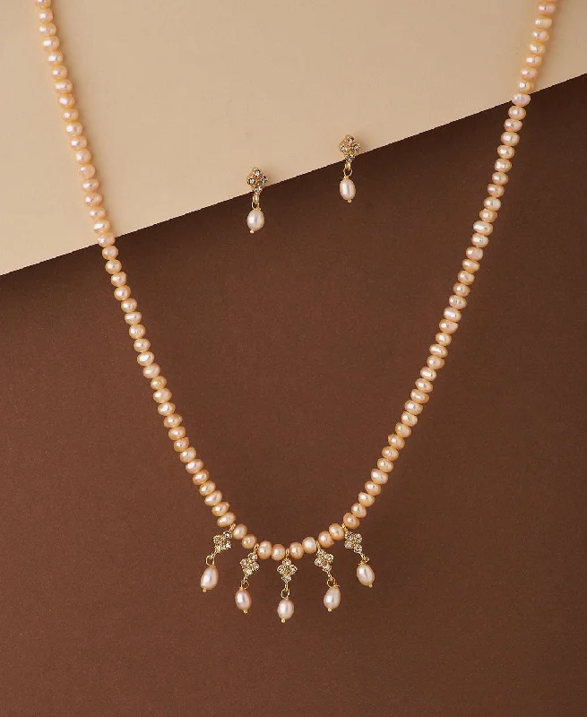 Floating stone necklaces-Pretty Real Pearl Necklace Set