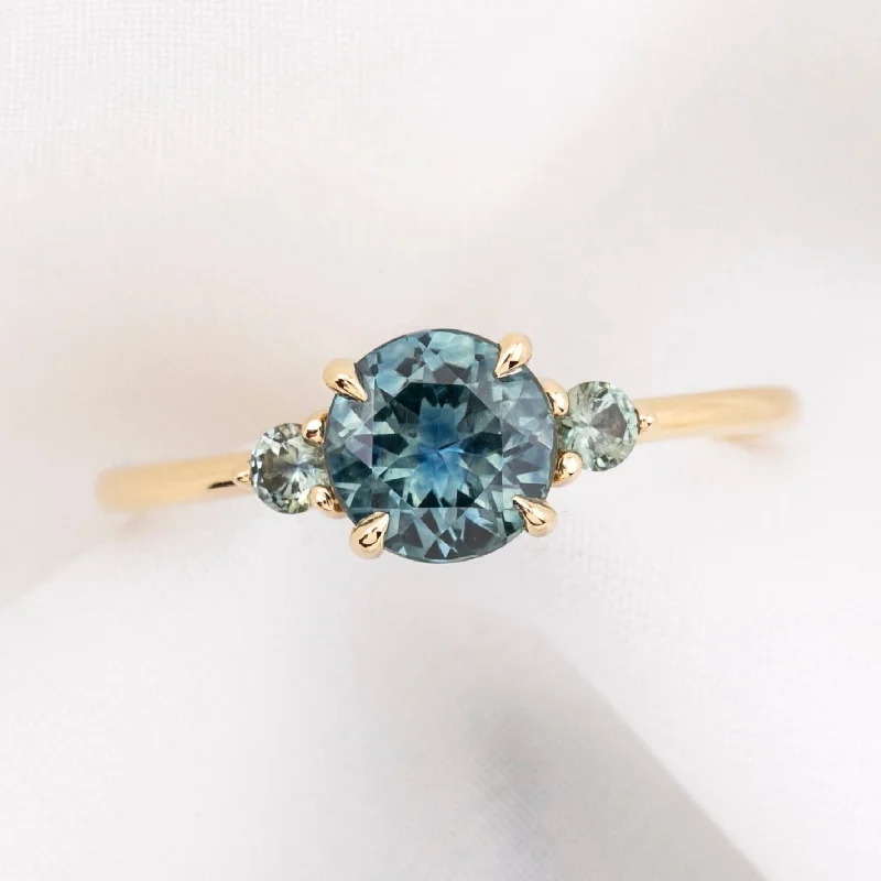 High eternity engagement rings-Emilie Grand Ring 1.19ct Teal Blue Montana Sapphire, 14k Yellow Gold (One of a kind)