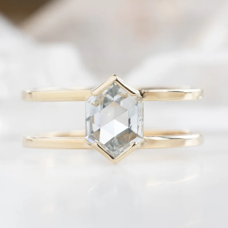 Bali tile engagement rings-The Poppy Ring | 0.59ct Hexagon White Diamond in 14K Yellow Gold