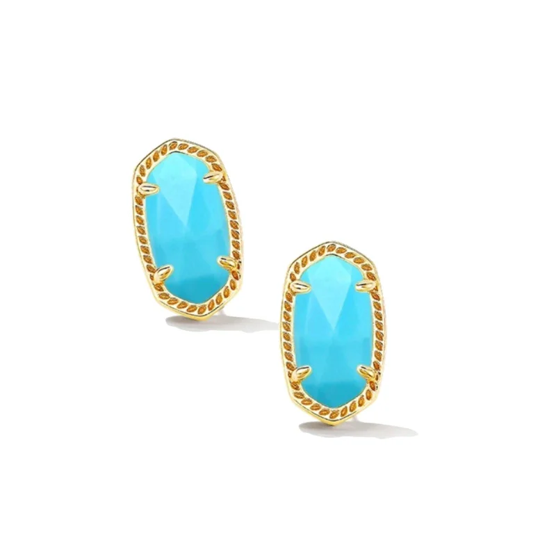 Old medallion earrings-Kendra Scott | Ellie Gold Stud Earrings in Variegated Turquoise Magnesite