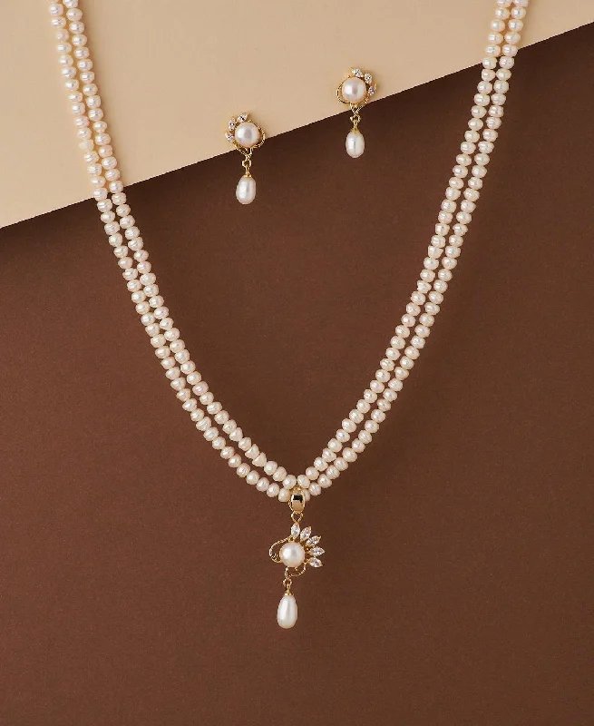 Onyx drop necklaces-Pretty Real Pearl Necklace Set