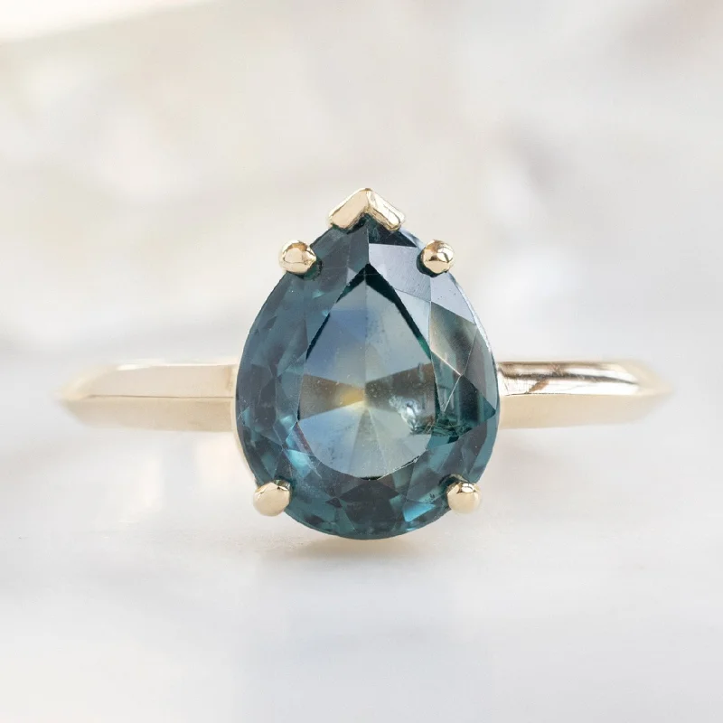 Bali tile engagement rings-The Sage Ring | 2.88ct Pear Montana Sapphire in 14K Yellow Gold