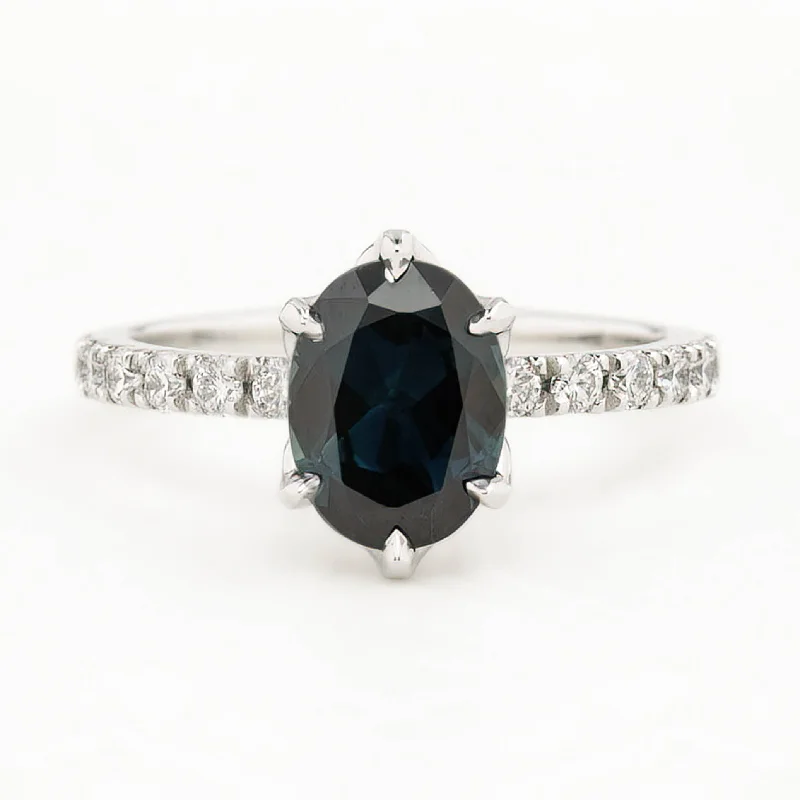 Sapphire gem engagement rings-GIA Certified 2.39ct Deep Teal Blue Queensland Sapphire Maria Luxe Ring, Platinum (One of a kind)