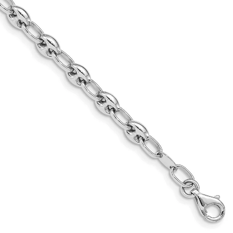 Silk cord bangles-Curata 14k White Gold Polished Link Bracelet 7.5 Inch