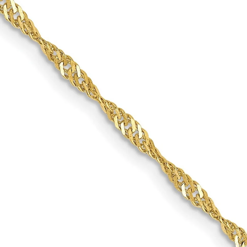 Solid gold bangles-Curata 10k Yellow Gold Solid Polished Lobster Claw Closure 1.7mm Singapore Chain Bracelet - 8 Inch - Lobster Claw