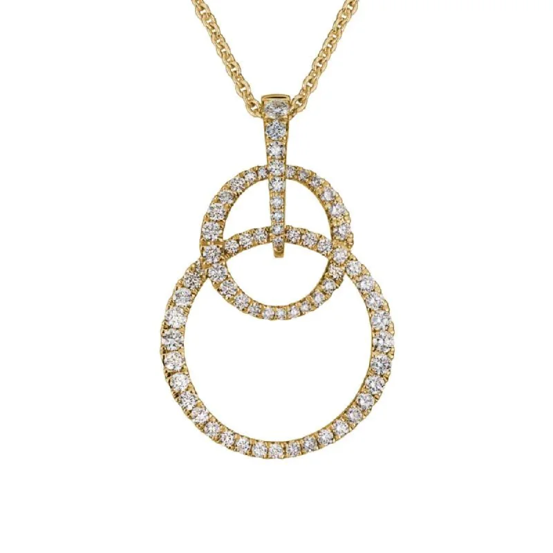 Vine braid necklaces-14k Diamond Double Circles Pendant Necklace