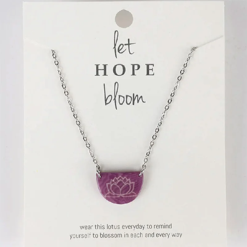 Oval gem necklaces-Let Hope Bloom Lotus Necklace, Ecuador