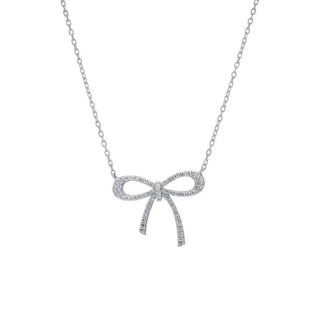 Reef knot necklaces-Victoria Townsend .925 Sterling Silver Lab White Sapphire Bow Necklace