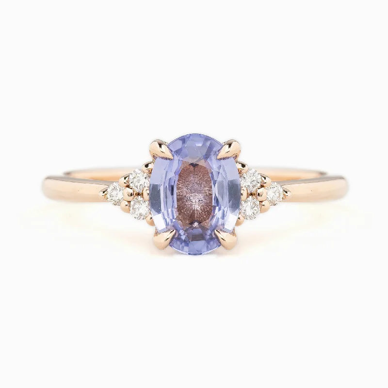 Asymmetrical engagement rings-Teresa Ring 1.13ct Blue Unheated Sapphire, 14k Rose Gold (One of a kind)