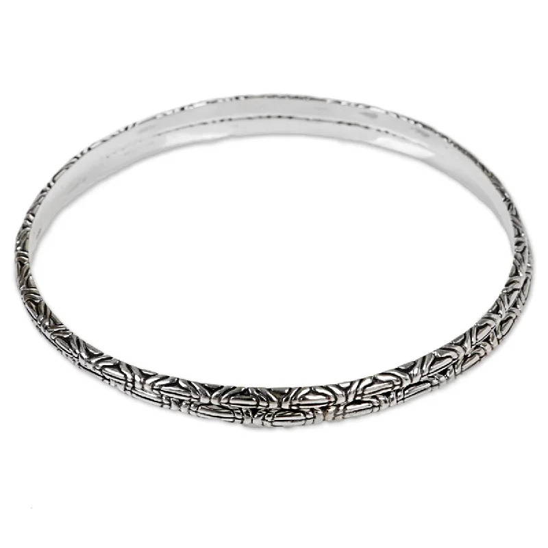 Lustrous silver bangles-NOVICA Indonesian Moon, Sterling silver bangle bracelets (pair)