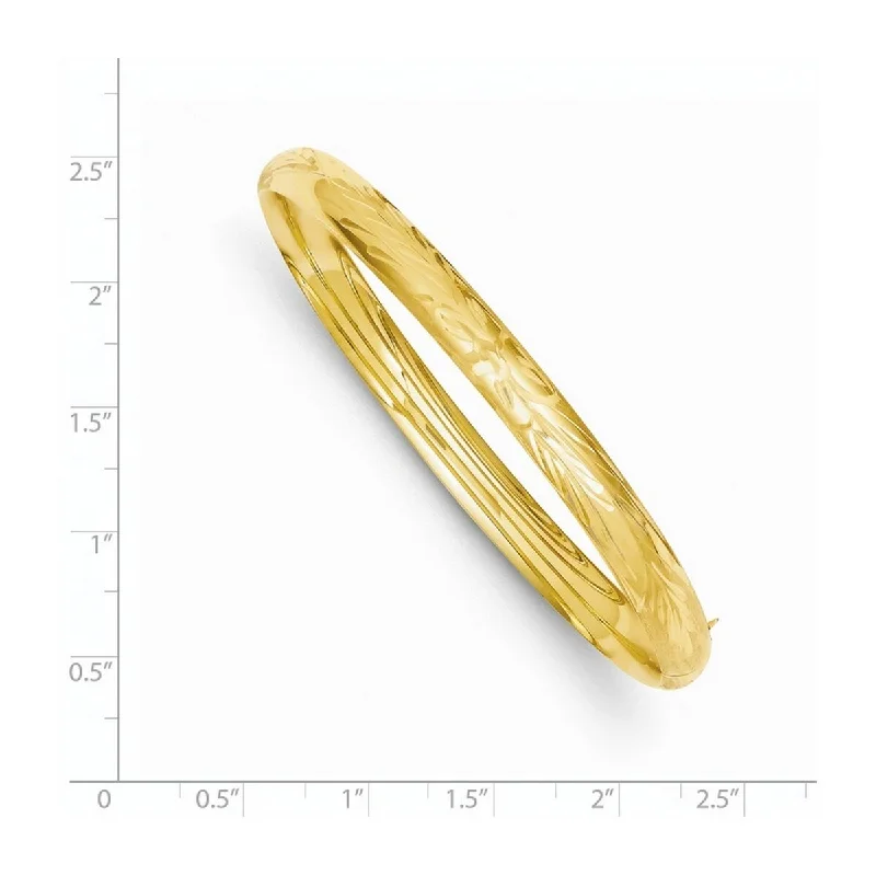 Flex thread bangles-Curata 14k Yellow Gold 6mm Florentine Engraved Hinged Cuff Stackable Bangle Bracelet