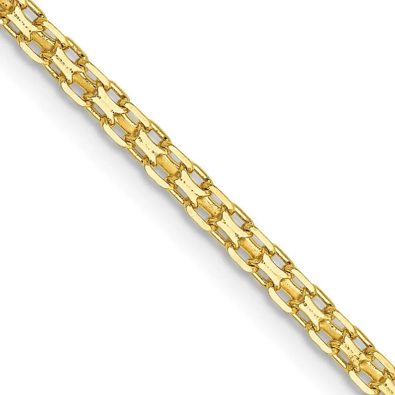 Coil charm bangles-Curata 14k Yellow Gold 10" 2mm Flat Bismark Chain Ankle Bracelet (Lobster-claw)