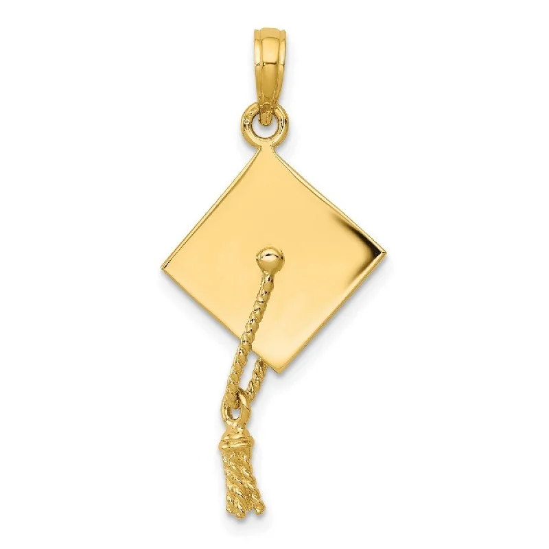 Sleek bar necklaces-Curata 14k Yellow Gold 18" 30.4x23.5mm 3 Dimensional Graduation Cap Pendant Necklace