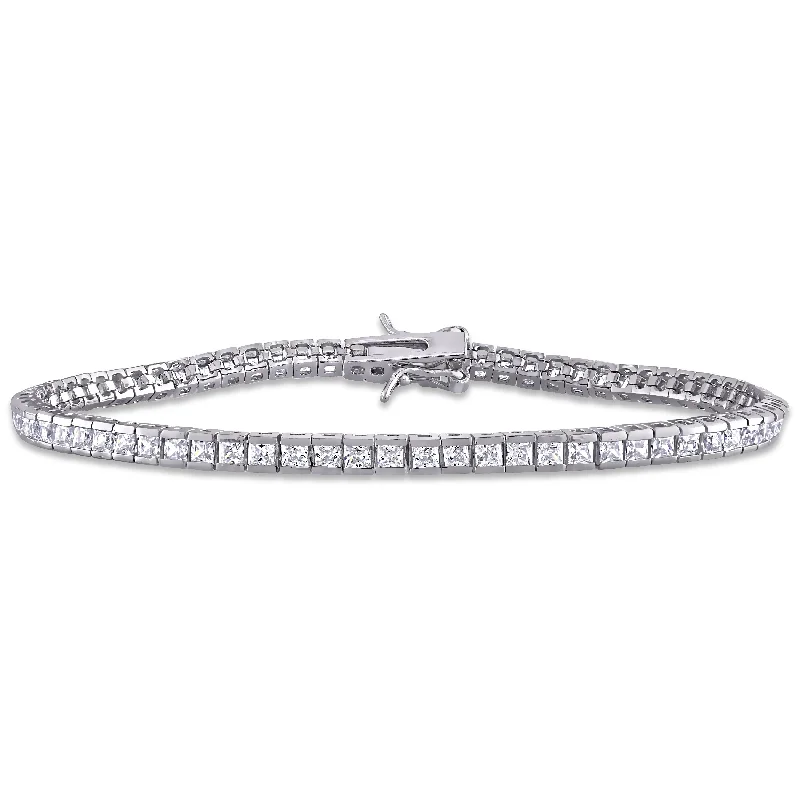 Silk wrap bangles-Miadora 4 1/3 CT TGW White Cubic Zirconia Tennis Bracelet in Sterling Silver - 7 in x 3 mm x 2.5 mm