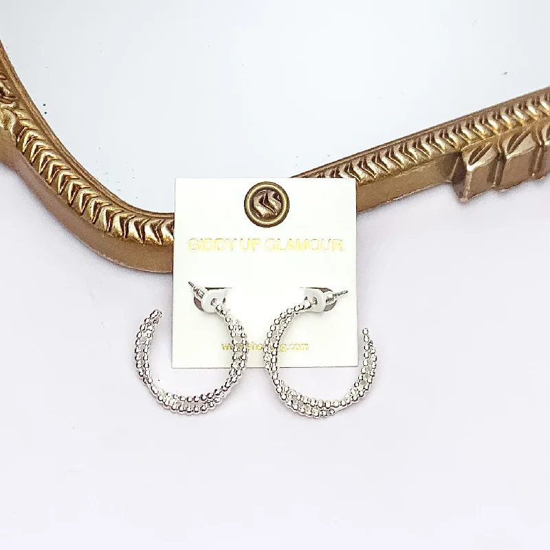 Flat coin earrings-Everyday Glam Double Twisted Hoop Earrings in Silver Tone