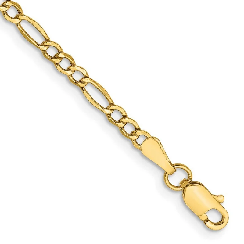 Gem strand bangles-Curata 10k 2.5mm Figaro Chain Bracelet - 7 Inch