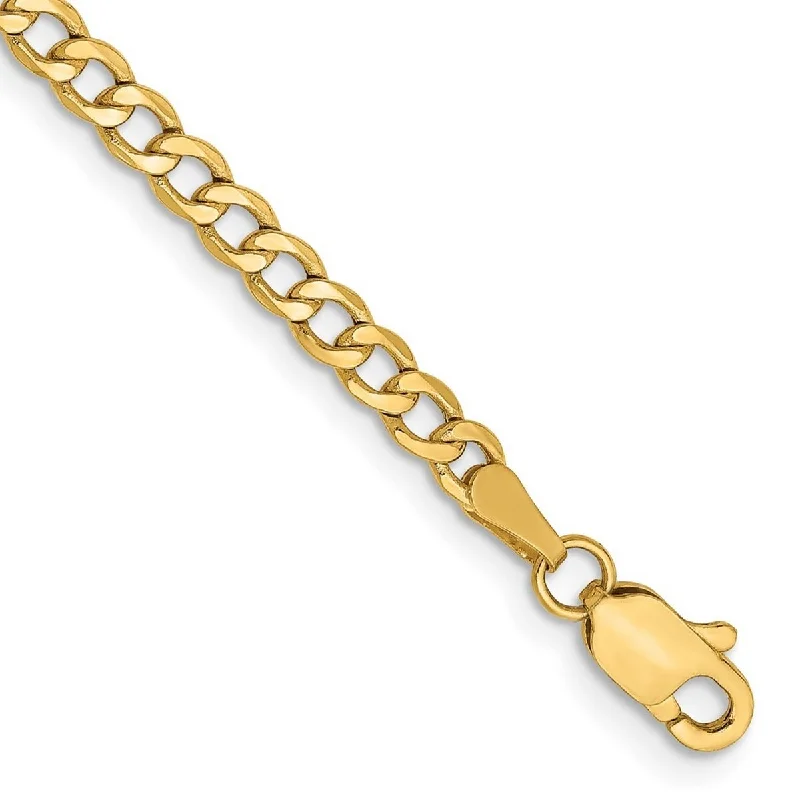 Fox motif bangles-Curata 14k 2.85mm Semi-solid Curb Link Chain Bracelet - 7 Inch