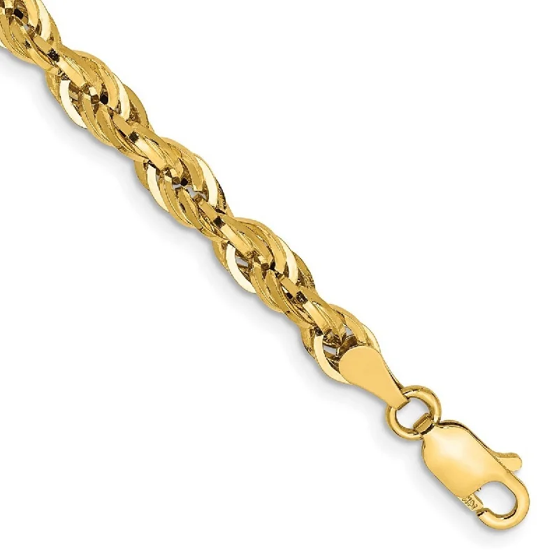 Tiny dot bangles-Curata 10k Yellow Gold 4.25mm Semi solid Rope Chain Bracelet