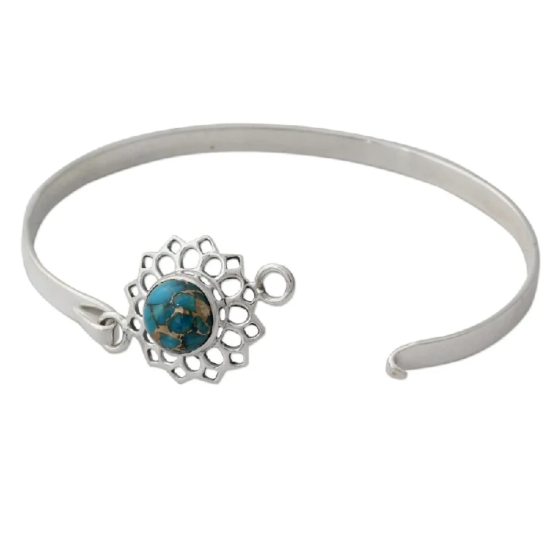 Multi-bead bangles-Sterling Silver Bangle Bracelet, 'Star of Gujurat' (India) - 7'6" x 9'6"