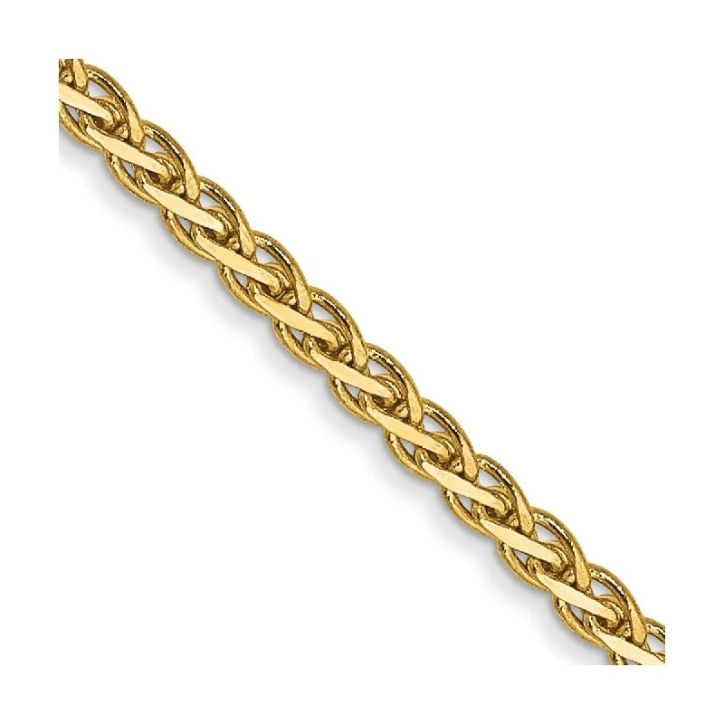 Bead charm bangles-Curata 14k Yellow Gold Polished 1.8mm Flat Wheat Chain Bracelet 7 Inch Lobster Claw