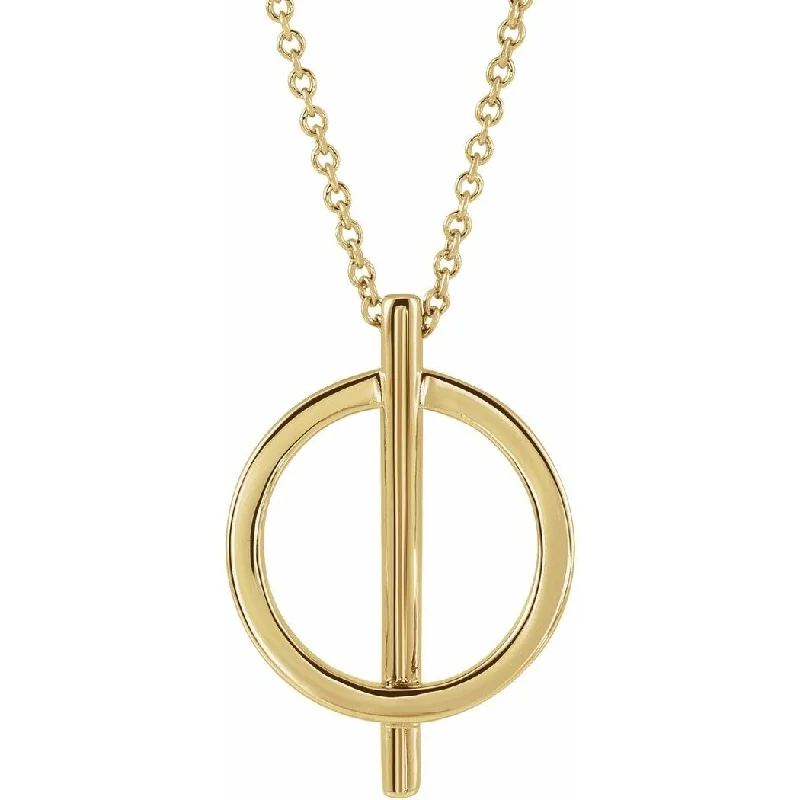 Flow shape necklaces-Curata 14k Yellow Gold 20x14mm Polished Negative Space Circle 16-18" Necklace