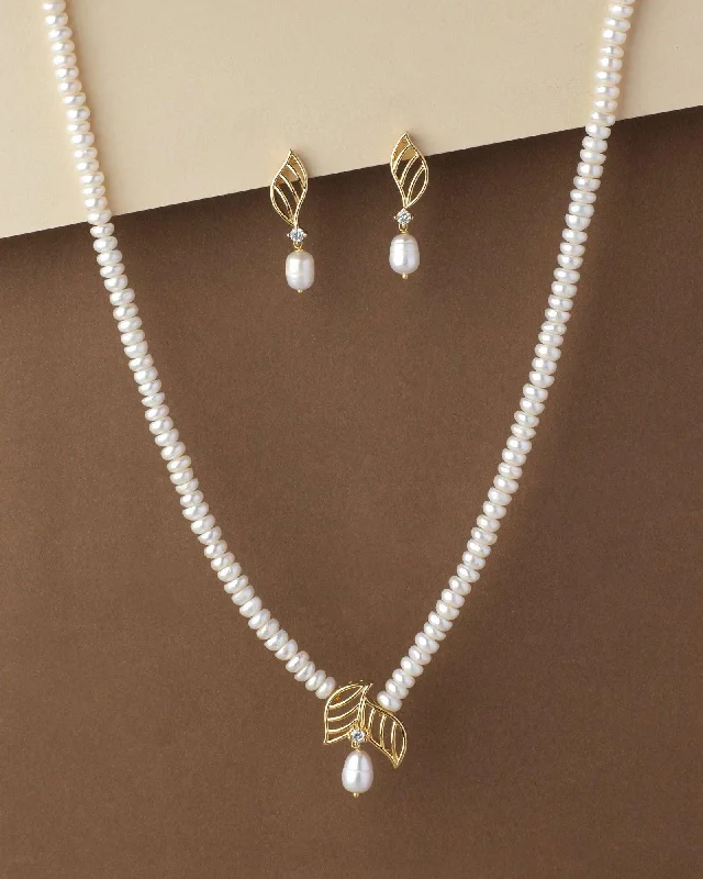 Clear crystal necklaces-Pretty Real Pearl Necklace Set