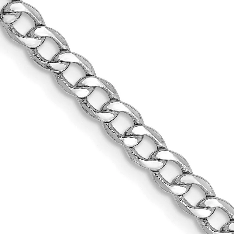 Bold geometric bangles-Curata Women's 14k White Gold 3.35mm Semi-solid Curb Link Chain Ankle Bracelet - 10 Inch