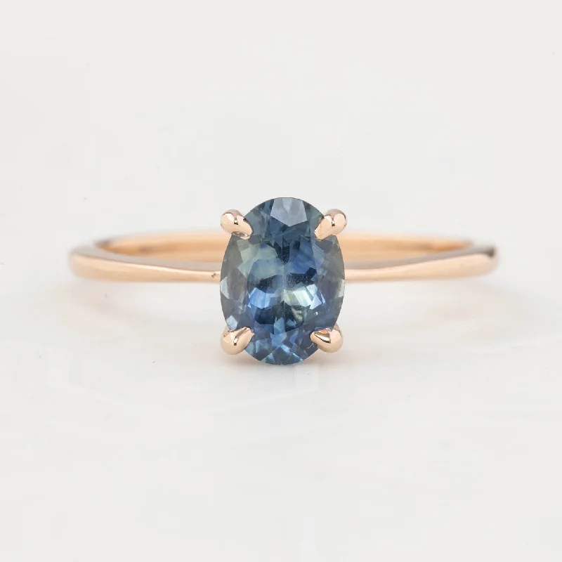 Labradorite engagement rings-Nina Ring 1.30ct Blue Montana Sapphire, 14k Rose Gold (One of a kind)