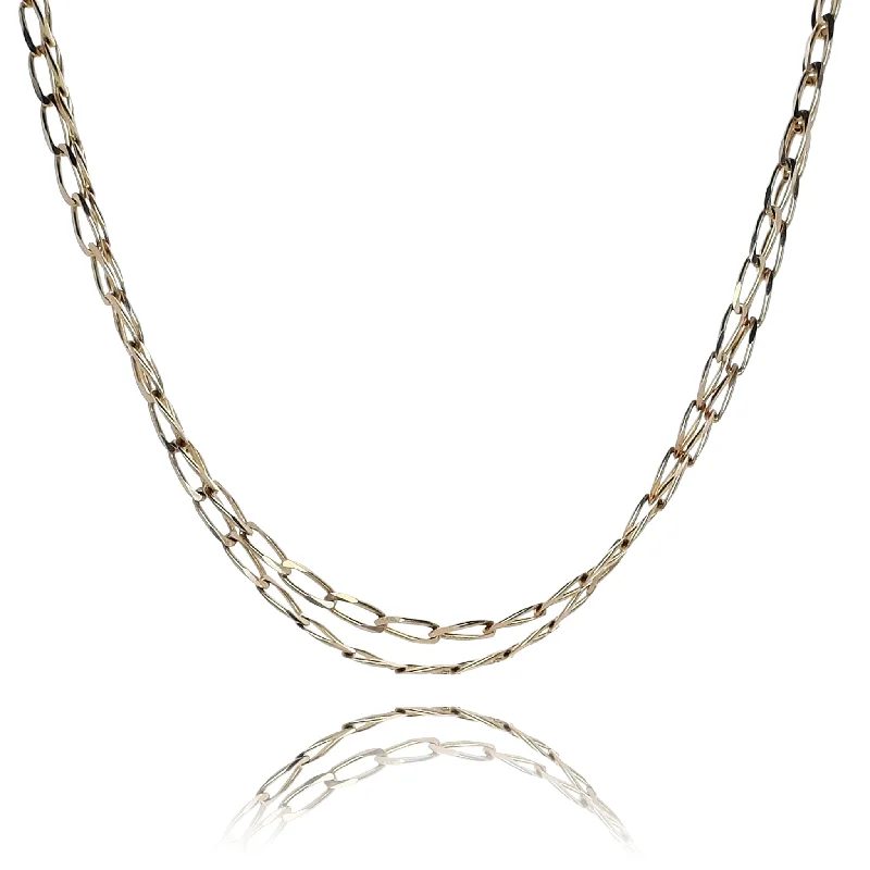 Vine braid necklaces-Estate 14 Karat Yellow Gold Small Oval Link Chain Necklace