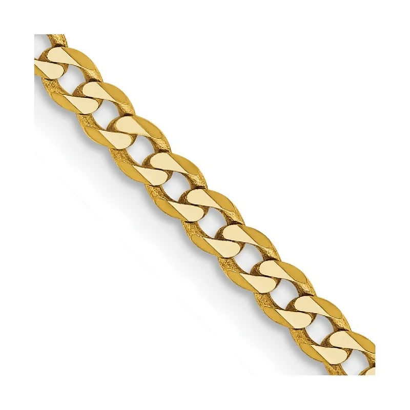 Vivid diamond bangles-Curata 14k Yellow Gold 10" 2.3mm Beveled Curb Chain Ankle Bracelet (Lobster-claw)